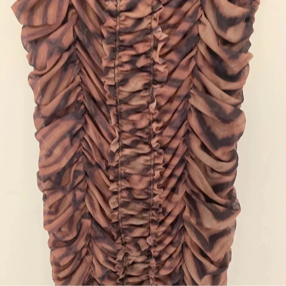 Urban Outfitters Leopard  Print Ruched Mini Dress L - Picture 8 of 9